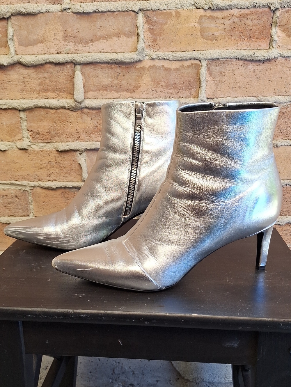 rag&bone Beha Leather Booties in Silver